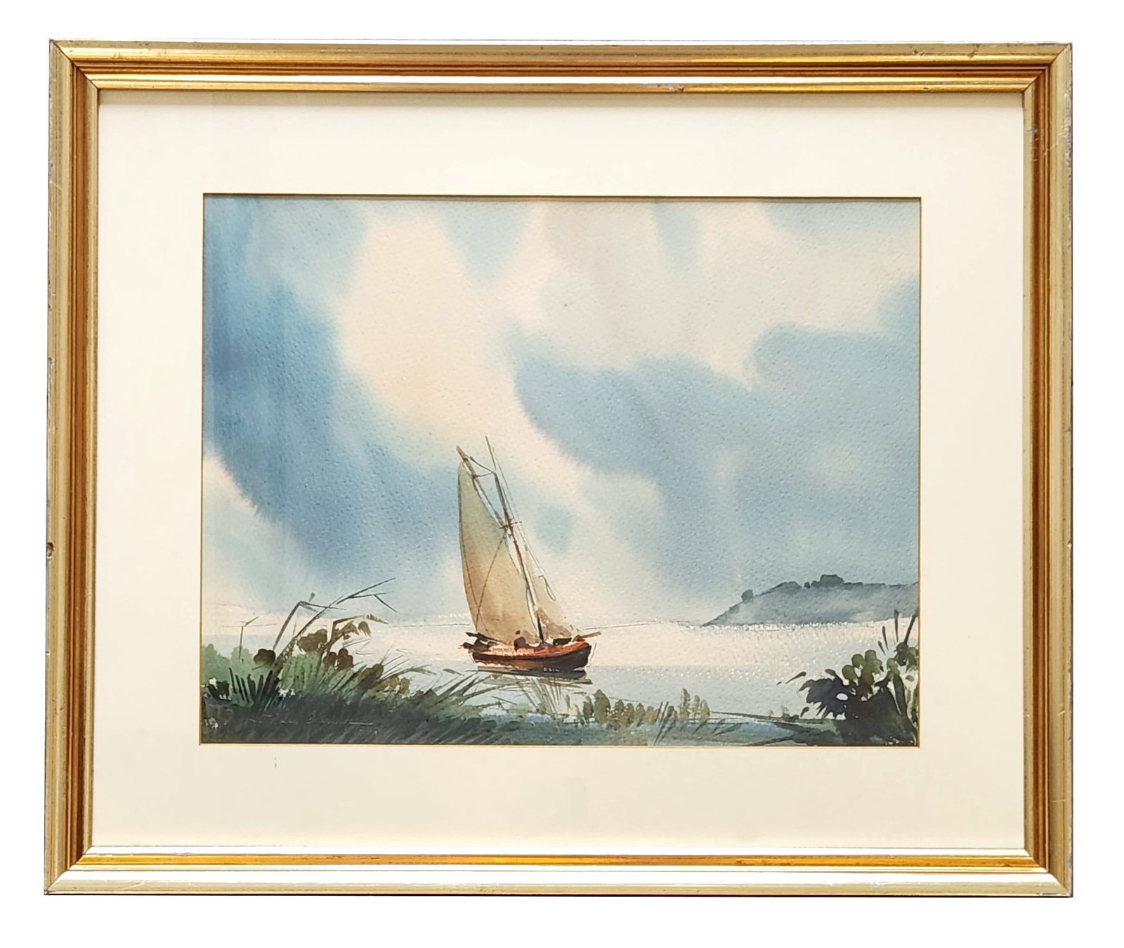 Robert Lee Eskridge (1891 - 1975) American: Robert Lee Eskridge (1891 - 1975) American Watercolor on Paper Measure 13"in H x 17"in W and 20 1/4"in H x 24 1/4"in W framed Known for: Marine genre, illustrator, mural. A genre painter, muralist, an