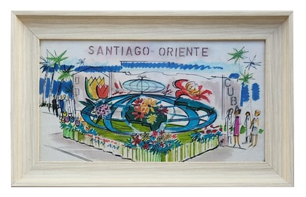 Original 1957 Carnival Cuba Float Design Drawing – Santiago de Cuba