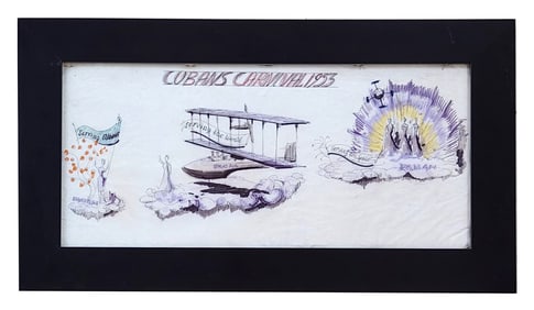 Original 1953 Cuban Carnival Float Design Drawing – Pan American Airways