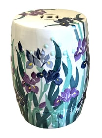Chinese Hand-Painted Porcelain Garden Seat, Floral Motif, Mid-20th Century