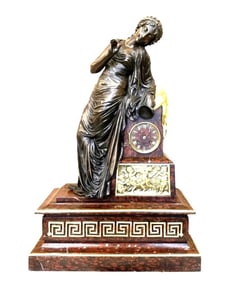 19th Century Classical Bronze and Marble Mantel Clock