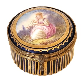 19th Century French Gamet Bronze & Enamel Box