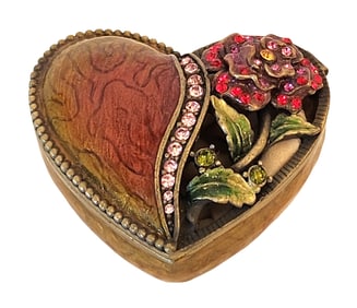 Mid Century Heart Bronze Miniature Box