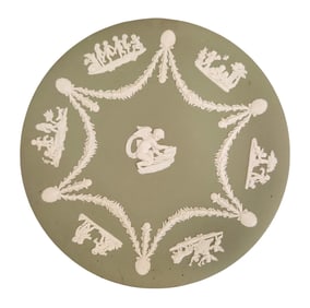 Wedgwood Green Jasperware Plate with Classical Reliefs