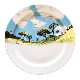 César González Hand-Painted Ceramic Plate, Miami 1995