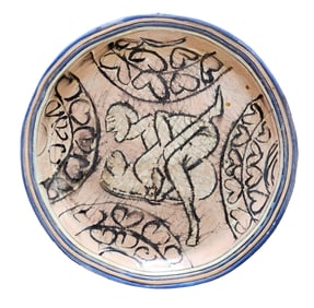 Ana Candioti (Argentine, b. 1957) Hand-Painted Erotic Ceramic Plate, 1998