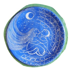 Ana Candioti (Argentine, b. 1957) – Ceramic Charger with Lovers Under the Moon, 1998