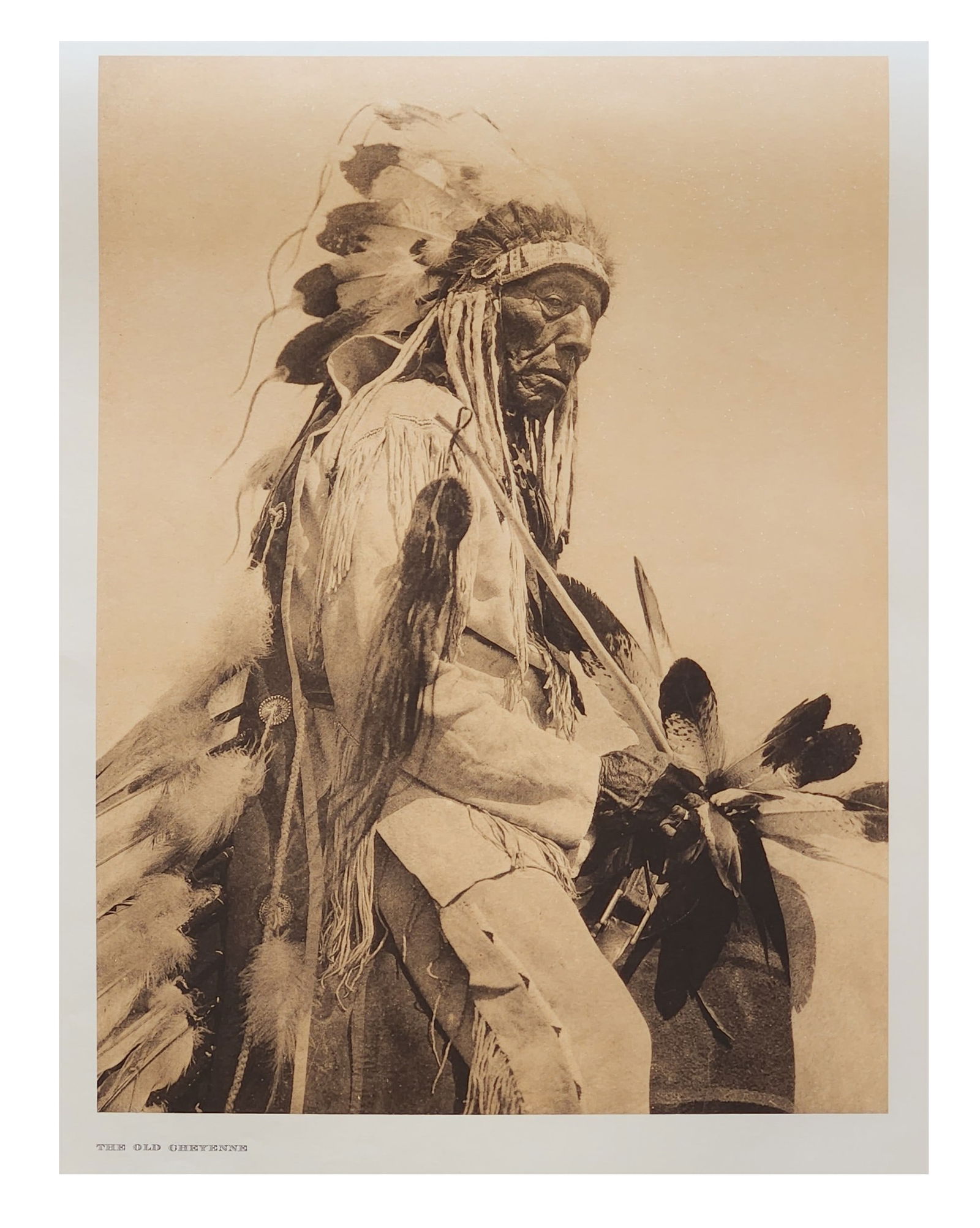 Edward Sheriff Curtis (1868 - 1952) American: Edward Sheriff Curtis (1868 - 1952) American Title: The Old Cheyenne Print Caption - Engraving Date: 1927 Measure 13"in H x 18"in W no framed
