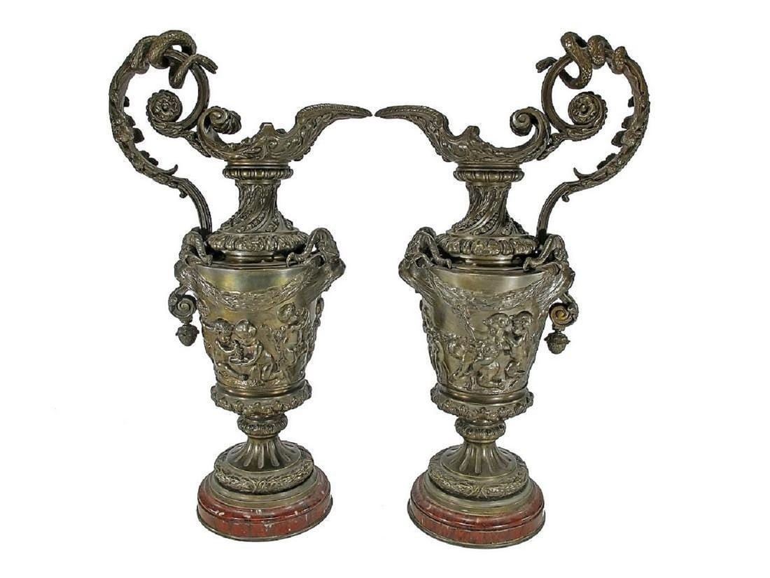 Antique European Pair of Bronze Pitchers (1 of 10)