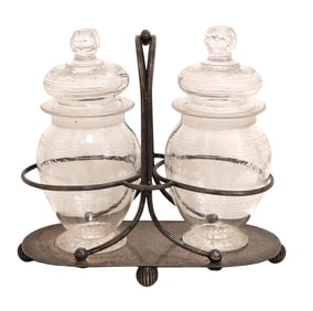 Thomas Otley & Sons Sheffield Silverplate and Glass Jar Set, 19th C.