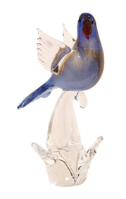 Murano Glass Bird with Aventurine Accents, Mid-20th Century