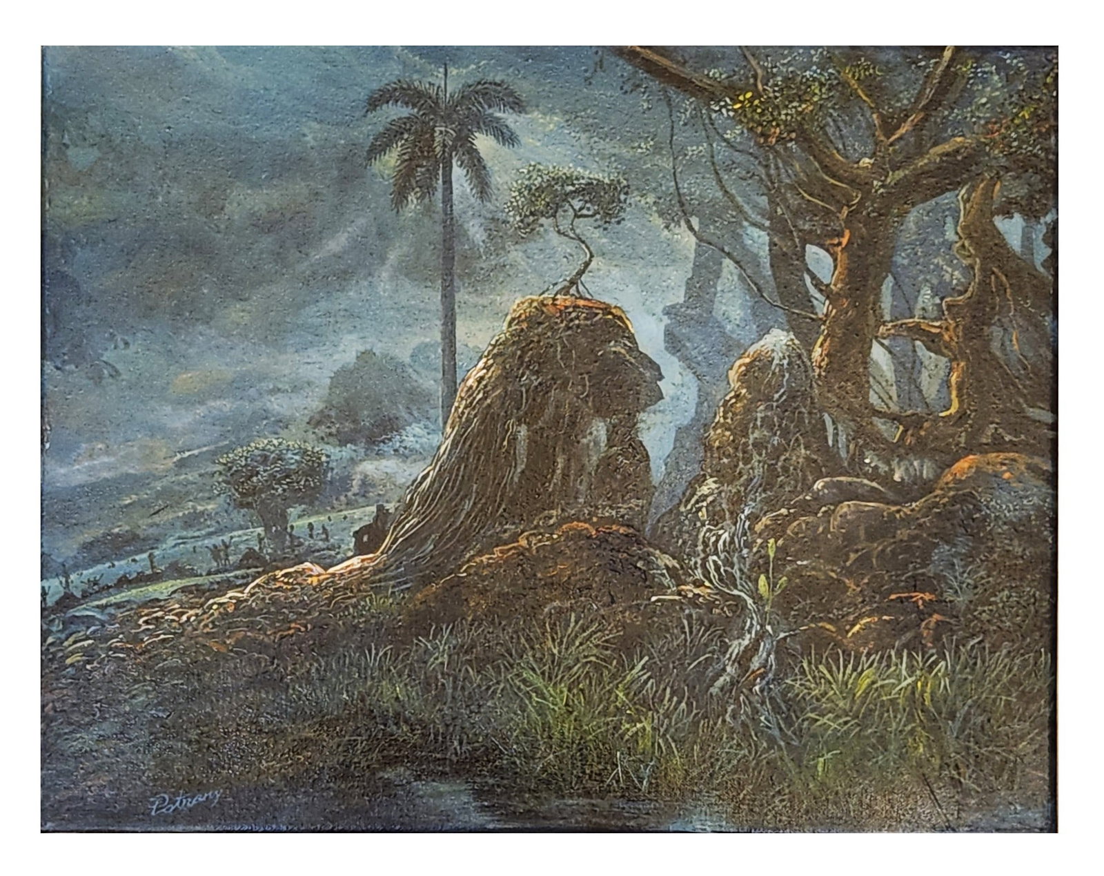 Radamés Potrony (20th Century) Cuba: Radamés Potrony (20th Century) Cuba Title: El Reencuentro en el Valle de los Dioses Dated: 2008 Acrylic on Canvas Measure 14"in H x 18"in W not framed Biography: Since early childhood, Radamés Potro