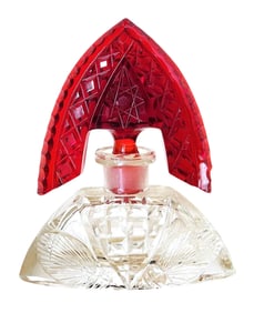 Czechoslovakian Ruby Cut to Clear Art Deco Perfume Bottle
