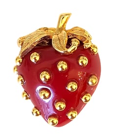 Kenneth Jay Lane Gold-Tone Strawberry Brooch