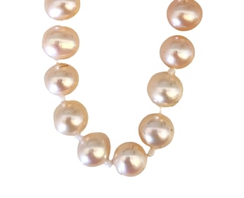 Vintage Cultured Pearl Necklace with 14K Yellow Gold Filigree Clasp