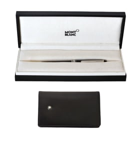Montblanc Meisterstuck Platinum-Coated Ballpoint Pen with Box & Leather Case