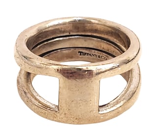 Tiffany & Co. Sterling Silver Open Band Ring, Italy, with Original Pouch