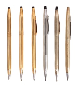 Set of 6 Vintage Luxury Ballpoint Pens, Cross, Tiffany & Co., H-Fuller