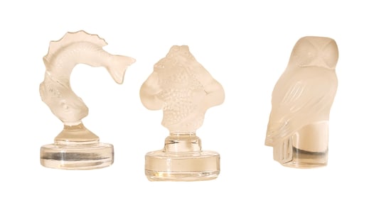 Three French Crystal Paperwieght marked Lalique France