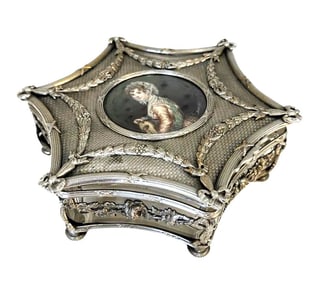 Vintage Silver Jewerly Box with Plaque Signed