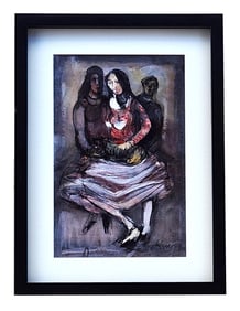 Modernist Composition of Seated Figures — Signed Lower Right