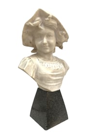 Antique Italian Alabaster and Marble Bust Signed Benci