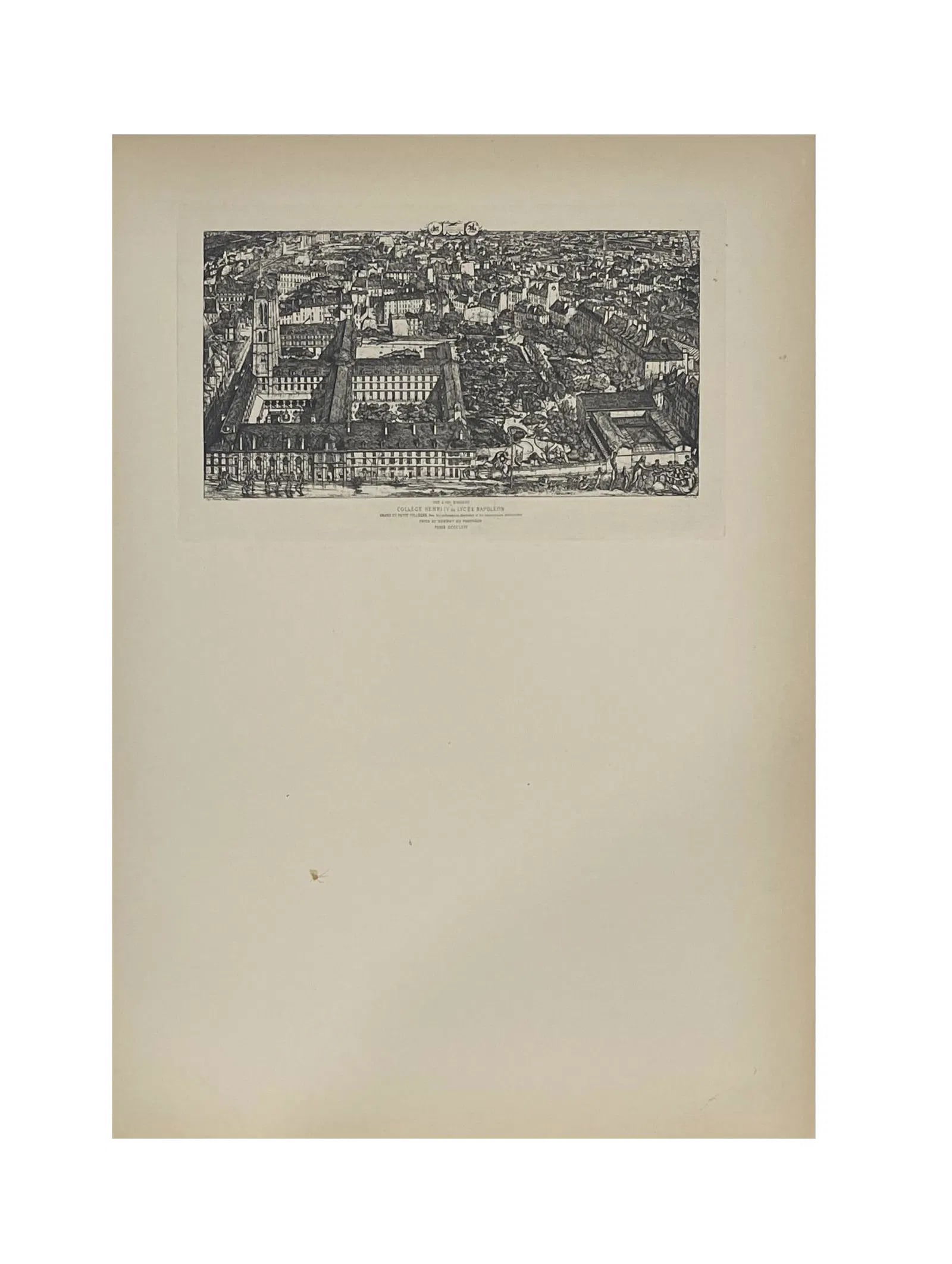 Charles Meryon (1821 - 1868) France: Charles Meryon (1821 - 1868) France Title: College Henri IV, Paris, ou Lycee Napoleon (Henri IV College or Napoleon School) Antique Etching Measure 11 3/4"in H x 8 1/4"in W No frame The College