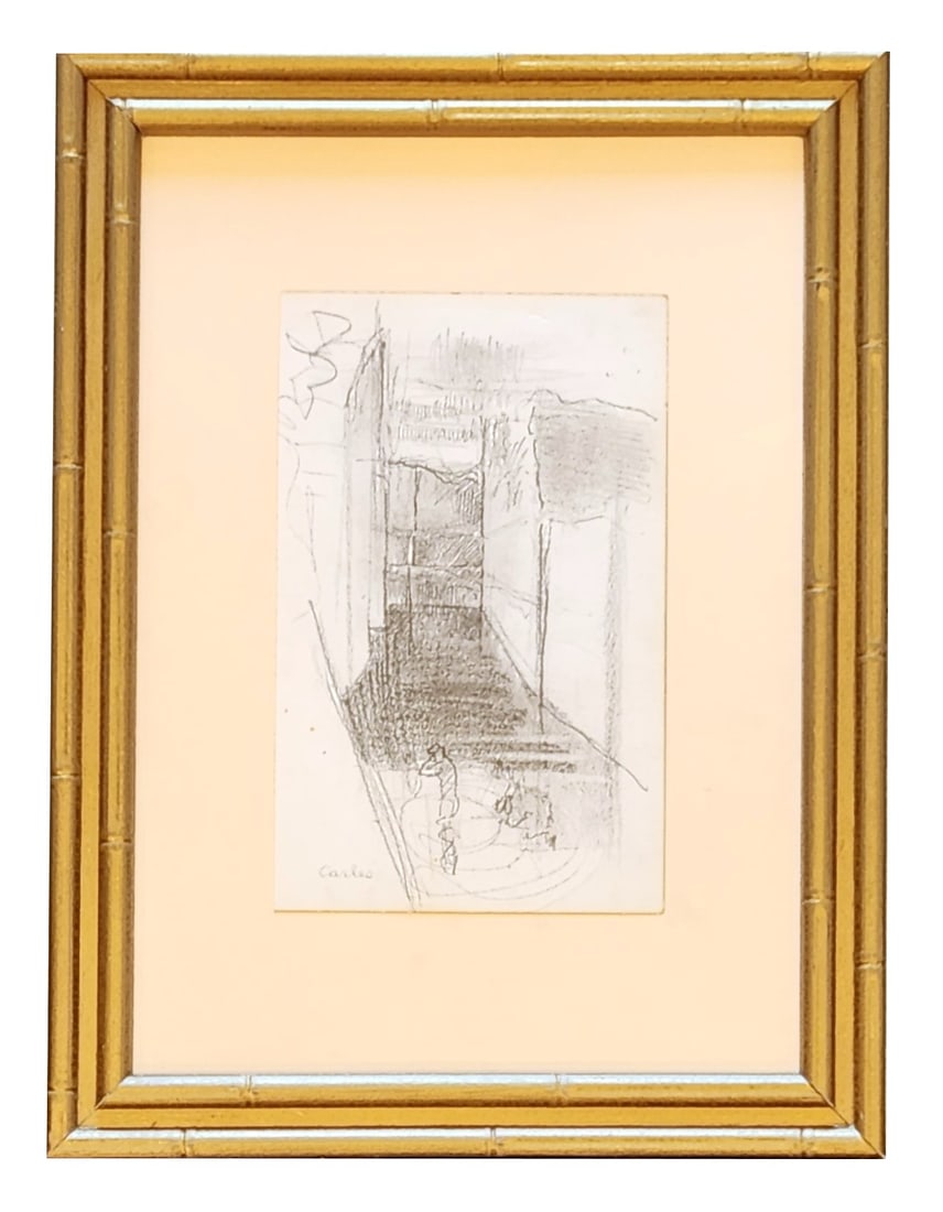 Arthur Beecher Carles, Jr. (1882 - 1952) American: Arthur Beecher Carles, Jr. (1882 - 1952) American Pencil on Paper Measure 9"in H x 5 1/2"in W and 16"in H x 12"in W framed Known for: Abstraction and figure painting, flower studies Biography: Born in