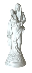 Biscuit Porcelain Statue of the Virgin Mary with Child Jesus – Religious Figural Bank