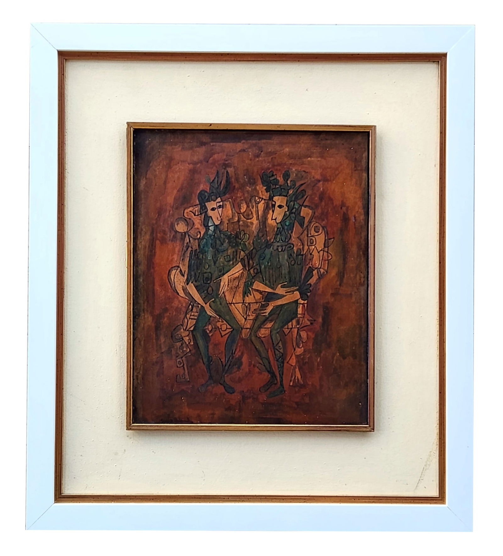 Cundo Bermudez (1914 - 2008) Cuban: Cundo Bermudez (1914 - 2008) Cuban Title: Tu y Yo en el Sofa Circa 1956 Watercolor on Masonite Measure 11 1/2"in H x 9 1/2"in W and 20"in H x 17 1/2"in W x 2"in D framed Biography: Cundo was born in S