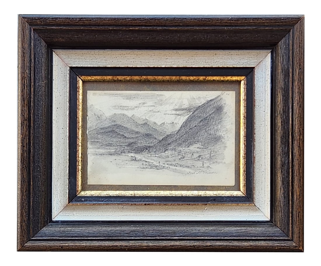 Jose Maria Velasco (1840 - 1912) Mexico: Jose Maria Velasco (1840 - 1912) Mexico Pencil on Paper Measure 4"in H x 4 1/4"in W and 9 1/2"in H x 11 1/2"in W framed Biography: He was one of Mexico's most important and accomplished landscape arti