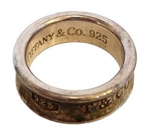 Tiffany & Co. 925 Sterling Silver “T & Co?? Band Ring with Pouch
