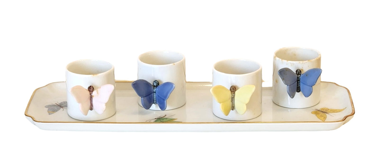 Gerold Porzellan Bavaria Butterfly Demitasse Cups with Chamart Limoges Tray (1 of 6)