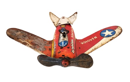 Vintage Ohio Art Co. Tin Litho “Coast Guard "  Airplane Wind-Up Toy
