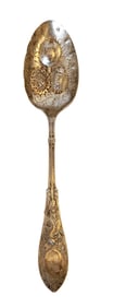 Aesthetic Movement Sterling Silver Serving Spoon, Pat. 1878