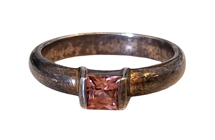 Tiffany & Co. 2004 Sterling Silver Pink Sapphire Ring