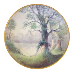 Hand-Painted Hutschenreuther Bavaria Porcelain Plate, Signed E. Challinor