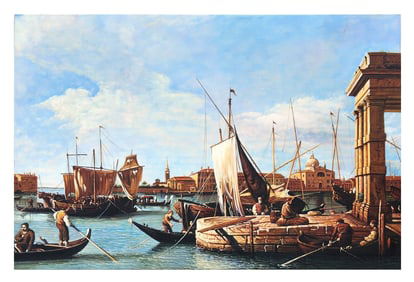 Venetian Harbor Scene, Giclée on Canvas — After Giovanni Antonio Canaletto
