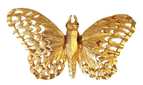 Vintage Jeanne Butterfly Brooch in Textured Gold Tone