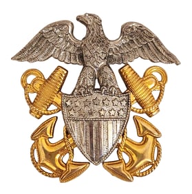 U.S. Navy Officer Cap Badge by Vanguard, Sterling Silver & Gilt