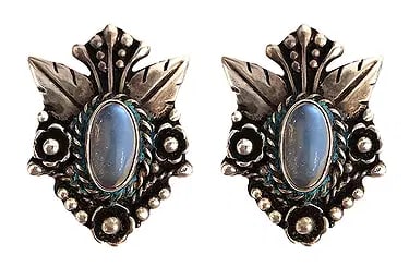 Pair of Vintage Sterling Earrings with Floral Design
