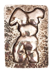 Vintage Sterling Silver Modernist Nude Torso Brooch