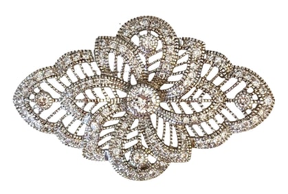 Sterling Silver and Cubic Zirconia Filigree Brooch, Marked .925