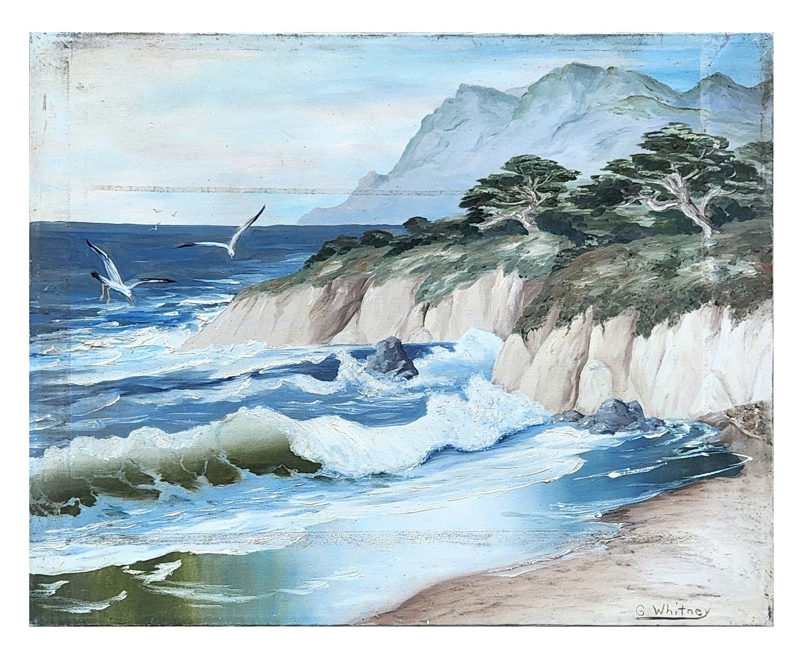 G. Whitney – Coastal Seascape with Waves and Seagulls, Oil on Canvas (1 of 6)