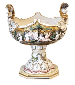 Capodimonte “ Bernini " Italian Porcelain Centerpiece with Cherubs