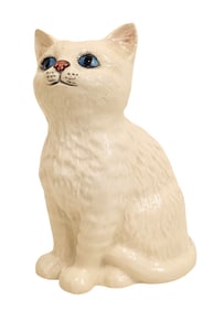 Royal Doulton White Hand Painted Porcelain Cat Figurine