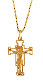 22K Gold Chain with 18K Gold Crucifix Pendant, Marked 750 Italy