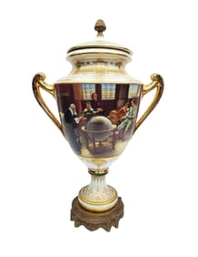 Large Royal Vienna Porcelain Covered Urn with Gilt and Hand-Painted Scenes, Marked, 19th Century