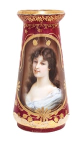Royal Vienna Hand-Painted Portrait Vase with Gilt Decoration