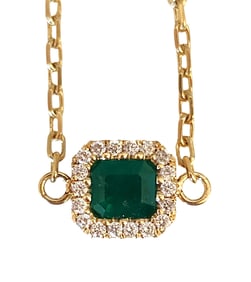 18K Gold Bracelet with 0.51 ct Colombian Emerald and Diamond Halo – Certified